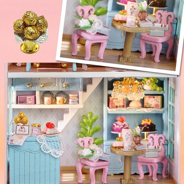 DIY-Miniatur-Holzhaus-Bausatz mit LED und Möbeln – 3D-Puppenhaus-Modell