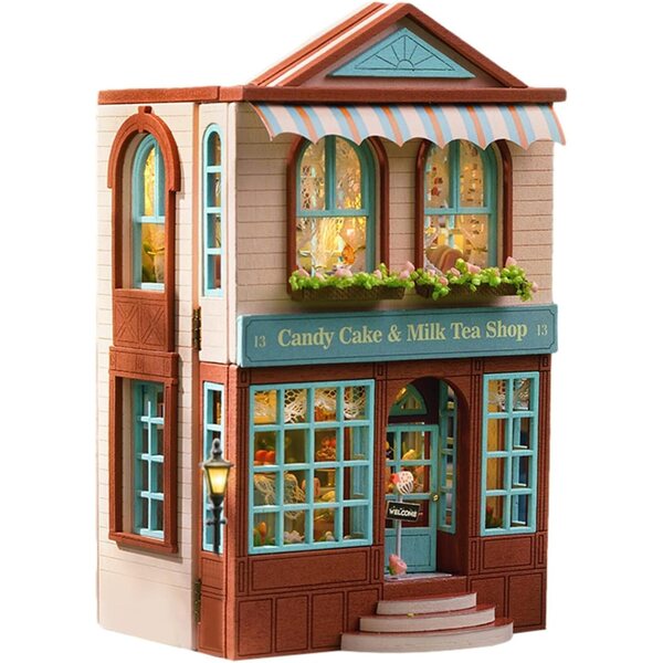 DIY-Miniatur-Holzhaus-Bausatz mit LED und Möbeln – 3D-Puppenhaus-Modell