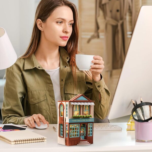DIY-Miniatur-Holzhaus-Bausatz mit LED und Möbeln – 3D-Puppenhaus-Modell