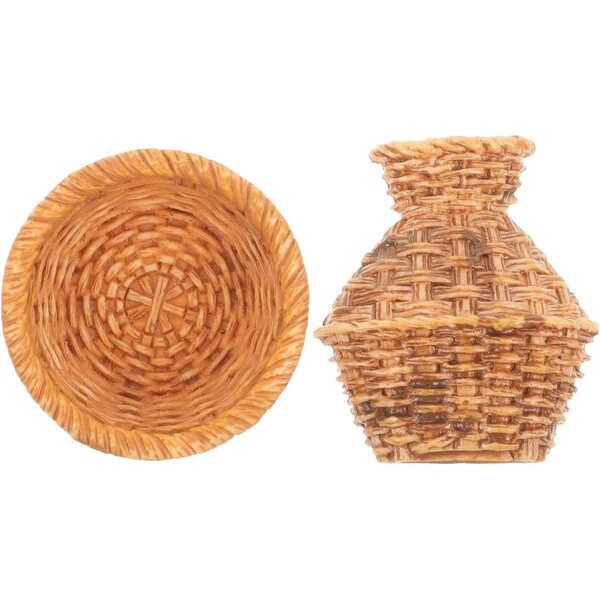 Gatuida Mini Mobili Intrecciati Cestino Pesci Casa Bambole 3x3 cm Marrone