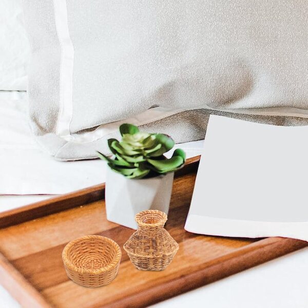 Mini Mobili Besportble per Casa delle Bambole – Set Cestini Intrecciati in Plastica 3x3 cm