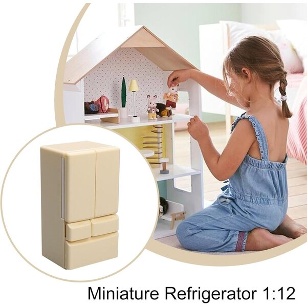 JINGLING Frigo per Casa delle Bambole 1:12 a Doppia Porta in ABS Rosa Blu Albicocca