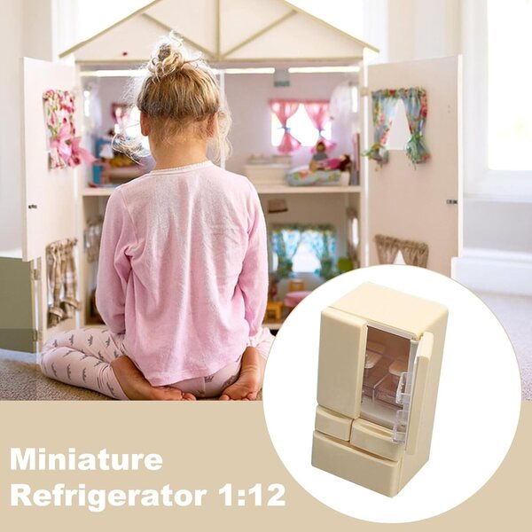 1:12 Puppenhaus-Spielzeugkühlschrank, Doppeltür, realistische Miniatur