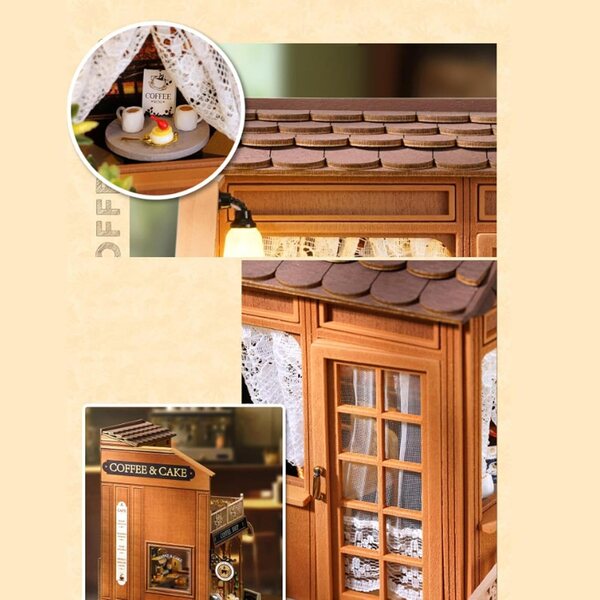 Kit Casa in Miniatura in Legno con Mobili Dettagliati e LED 18,5x15,5x23,5 cm