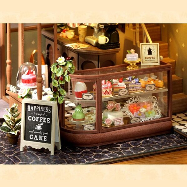Kit Casa in Miniatura in Legno con Mobili Dettagliati e LED 18,5x15,5x23,5 cm