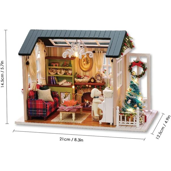 3D-Puppenhaus-Bausatz zum Selbermachen mit LED-Lichtern und Weihnachtsdekorationen für Kinder