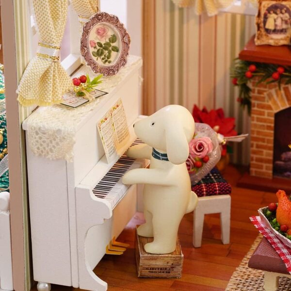 3D-Puppenhaus-Bausatz zum Selbermachen mit LED-Lichtern und Weihnachtsdekorationen für Kinder