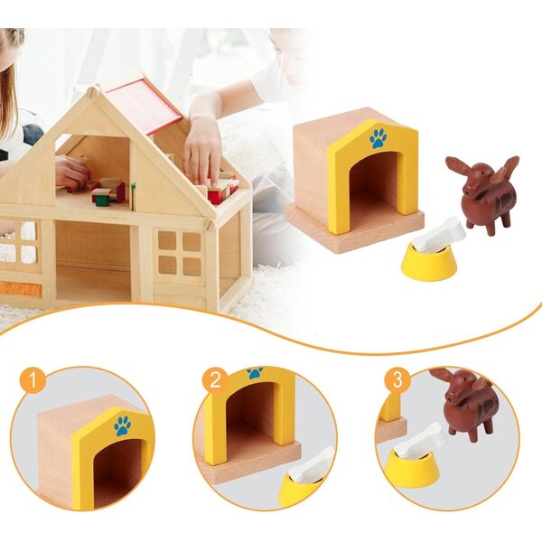 Set Mobili in Legno per Casa delle Bambole - Kit Miniatura Completo per Bambini 3+