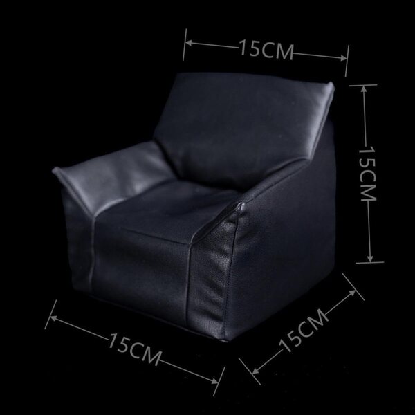 Sofa für Puppenhaus 1/6 Set 2-teilig aus elegantem und realistischem schwarzem PU-Leder