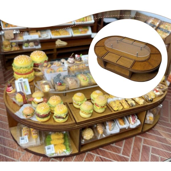 Brotregal Miniatur 1:6 und 1:12 aus Holz und Acryl für Puppenhäuser