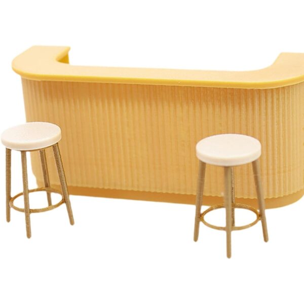 Set Mobili Casa delle Bambole 1:12 Bancone Bar e Sgabelli Miniature Realistiche