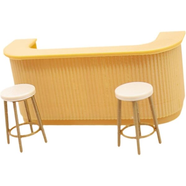 Set Mobili Casa delle Bambole 1:12 Bancone Bar e Sgabelli Miniature Realistiche