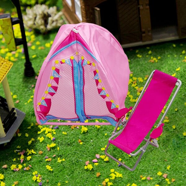 Puppen-Campingzelt-Set mit Mini-Strandstuhl | TETTZ 21x21x22 cm