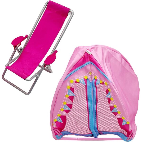 Puppen-Campingzelt-Set mit Mini-Strandstuhl | TETTZ 21x21x22 cm