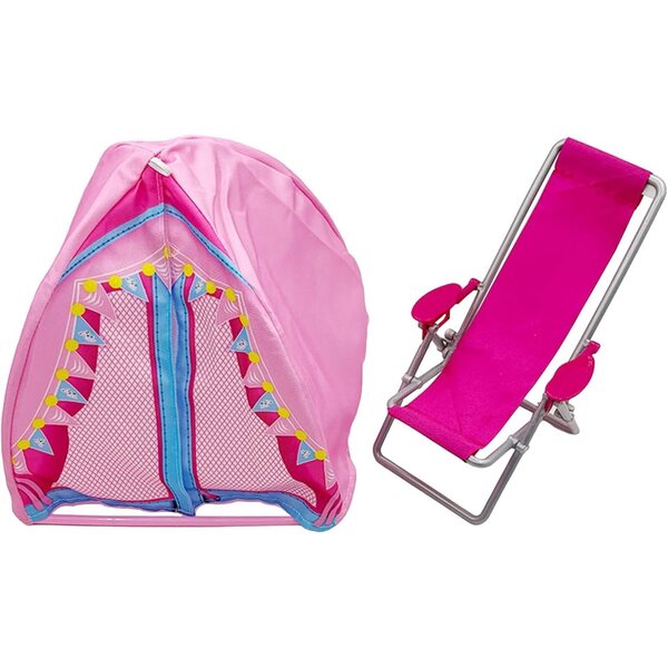 Puppen-Campingzelt-Set mit Mini-Strandstuhl | TETTZ 21x21x22 cm