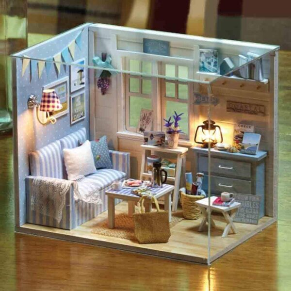Casa delle Bambole Fai da Te in Miniatura con LED, Kit Creativo e Regalo Ideale