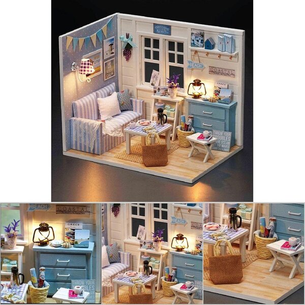 Casa delle Bambole Fai da Te in Miniatura con LED, Kit Creativo e Regalo Ideale