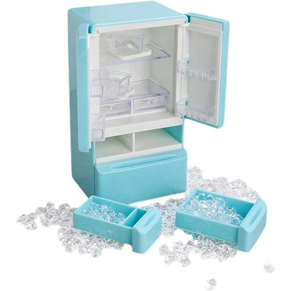 Harilla Mini Frigorifero 1:12 per Casa delle Bambole, Accessorio Cucina Blu in PP