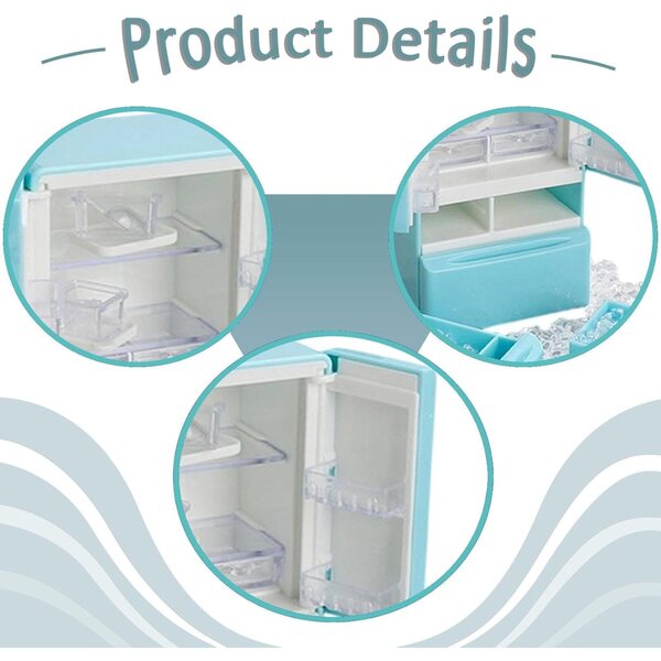 Harilla Mini Frigorifero 1:12 per Casa delle Bambole, Accessorio Cucina Blu in PP