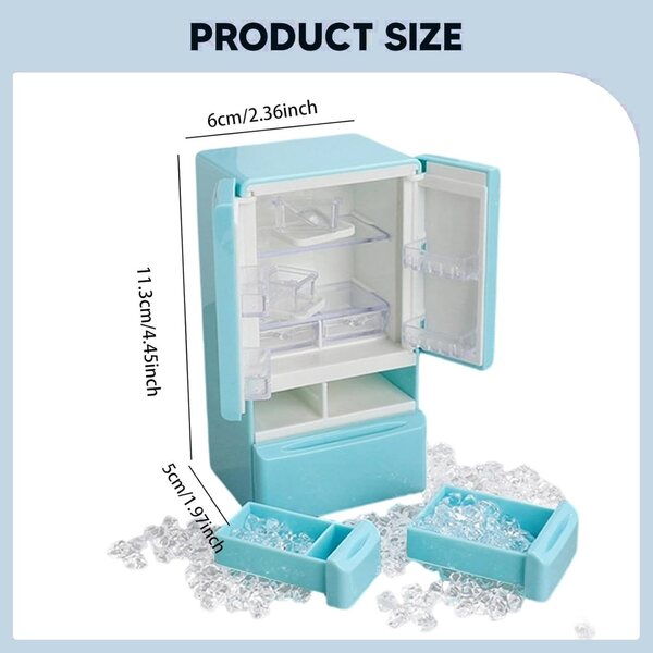 Harilla Mini Frigorifero 1:12 per Casa delle Bambole, Accessorio Cucina Blu in PP