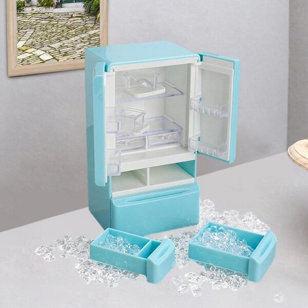 Harilla Mini Frigorifero 1:12 per Casa delle Bambole, Accessorio Cucina Blu in PP