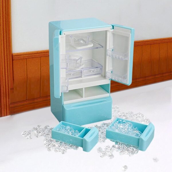 Harilla Mini Frigorifero 1:12 per Casa delle Bambole, Accessorio Cucina Blu in PP