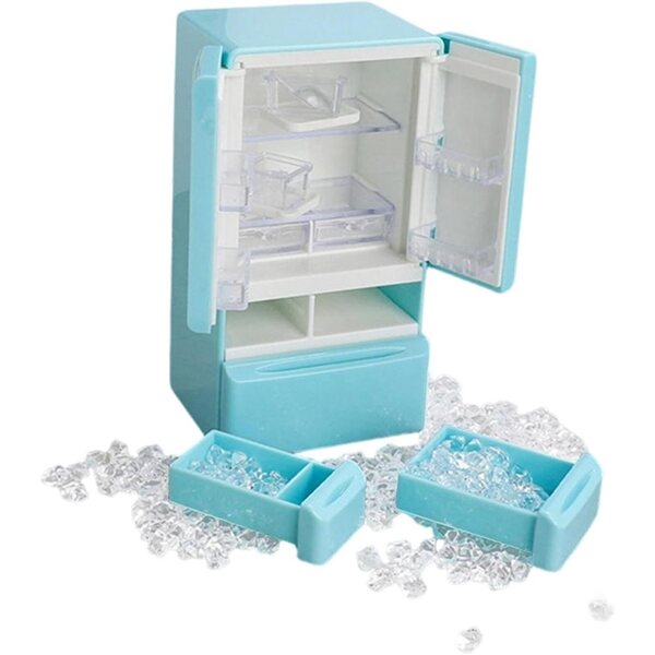 Harilla Mini Frigorifero 1:12 per Casa delle Bambole, Accessorio Cucina Blu in PP