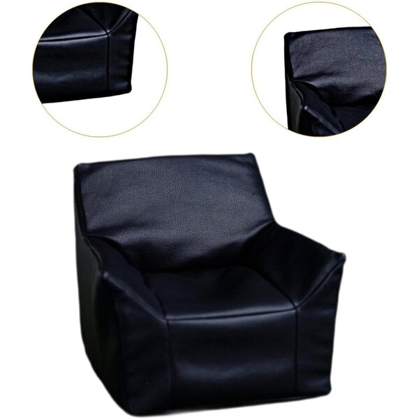 1/6 Miniatursofa aus schwarzem PU-Leder für Puppenhaus 15x15x15 cm
