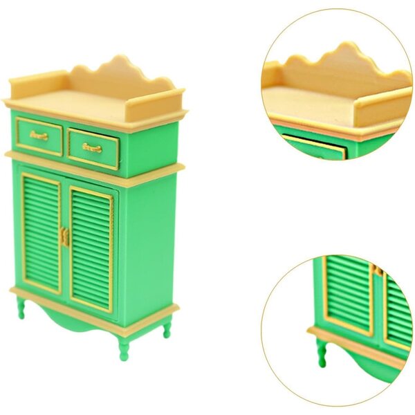 Schuhschrank Miniatur 1:12 Puppenhaus Elegantes Design Goldgrün