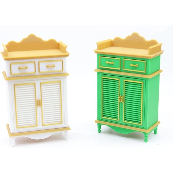 Schuhschrank Miniatur 1:12 Puppenhaus Elegantes Design Goldgrün