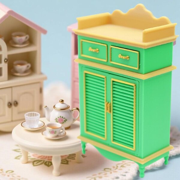 Schuhschrank Miniatur 1:12 Puppenhaus Elegantes Design Goldgrün