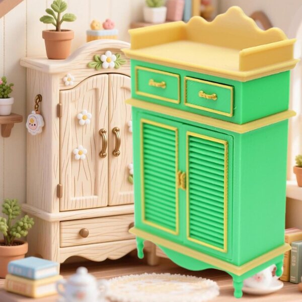 Schuhschrank Miniatur 1:12 Puppenhaus Elegantes Design Goldgrün