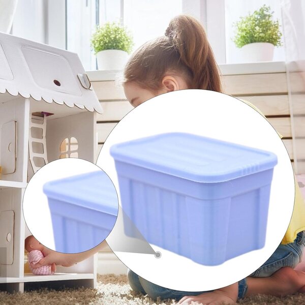Miniatur-Spielzeugkiste für Puppenhaus 1/12 in PLA Blue Fiocias