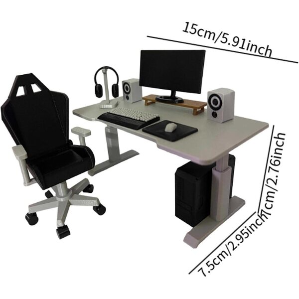 Oshhni Set Mini Mobili da Ufficio 1/12 Realistici per Diorami e Collezioni