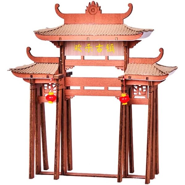 DIY 3D-Puppenhaus-Bausatz aus Holz mit LED – antikes Miniaturmodell im chinesischen Stil