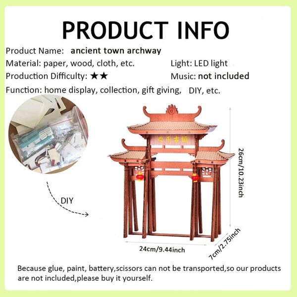 DIY 3D-Puppenhaus-Bausatz aus Holz mit LED – antikes Miniaturmodell im chinesischen Stil