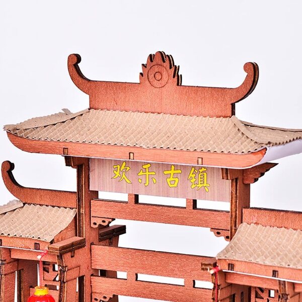 DIY 3D-Puppenhaus-Bausatz aus Holz mit LED – antikes Miniaturmodell im chinesischen Stil