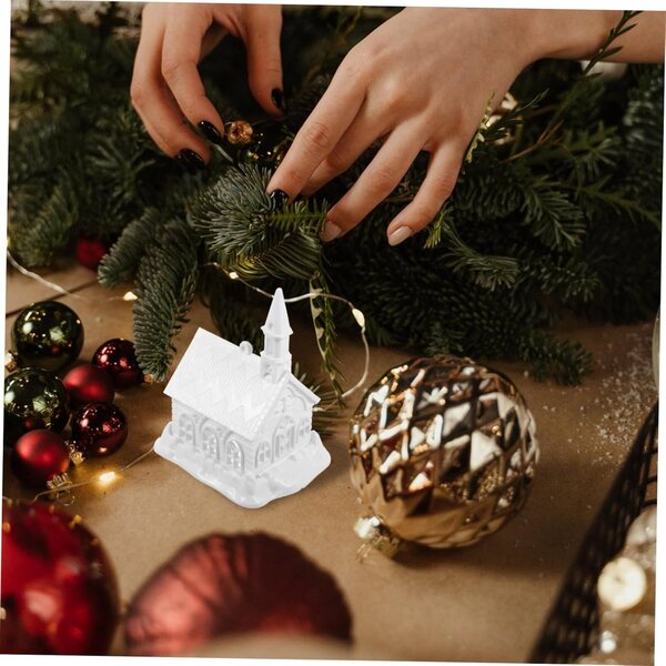 Decorazione Natale Casa di Neve Miniatura per Tavolo e Giardino, 10 cm
