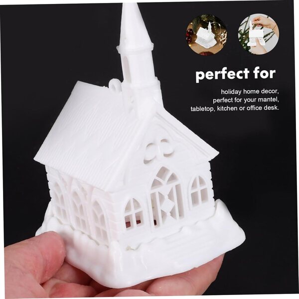 Decorazione Natale Casa di Neve Miniatura per Tavolo e Giardino, 10 cm