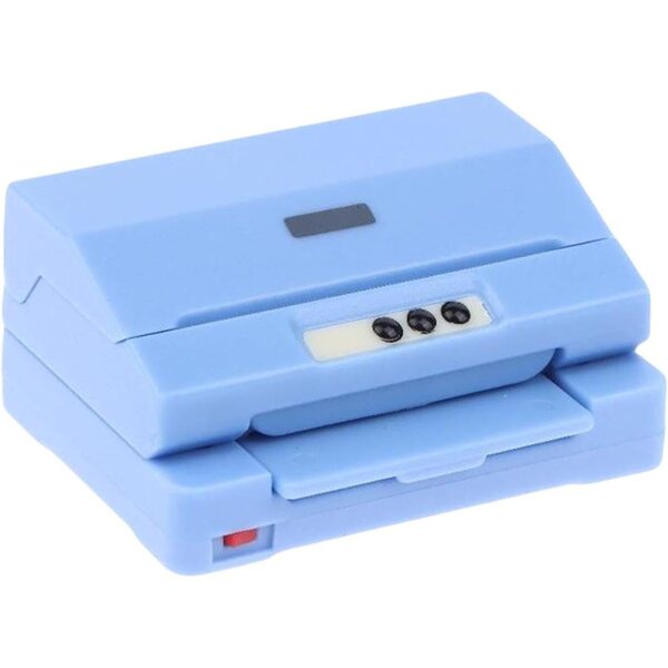 Blauer Miniaturdrucker für Puppenhäuser, realistisches Zubehör aus PP 4,5x2x3 cm