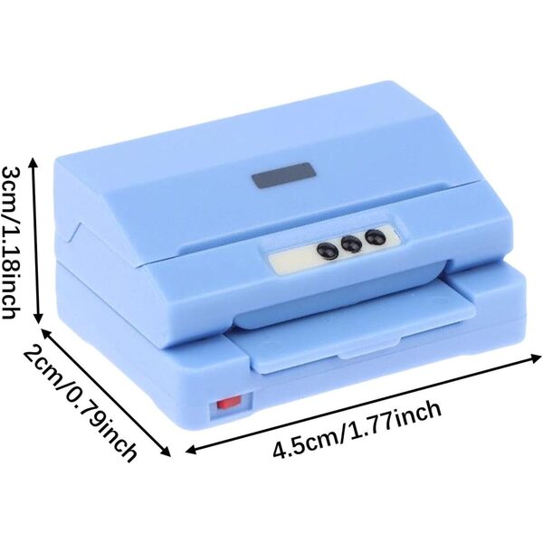 Blauer Miniaturdrucker für Puppenhäuser, realistisches Zubehör aus PP 4,5x2x3 cm