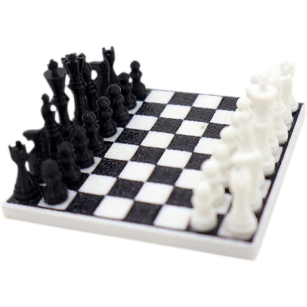 1:12 Miniatur-Schachbrett für Puppenhäuser aus PLA mit 32 Teilen