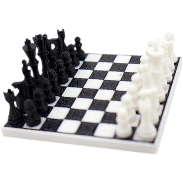 1:12 Miniatur-Schachbrett für Puppenhäuser aus PLA mit 32 Teilen