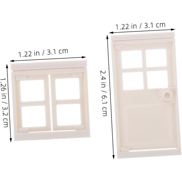Beigefarbenes Puppenhaus-Tür- und Fenster-Set aus Kunststoff – realistische Details und leicht zu reinigen