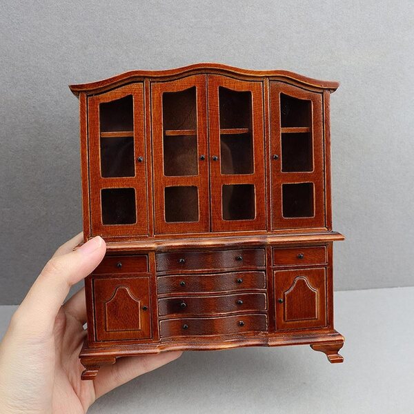 Mobiletto libreria in legno per casa delle bambole 1:12, decorazione miniatura