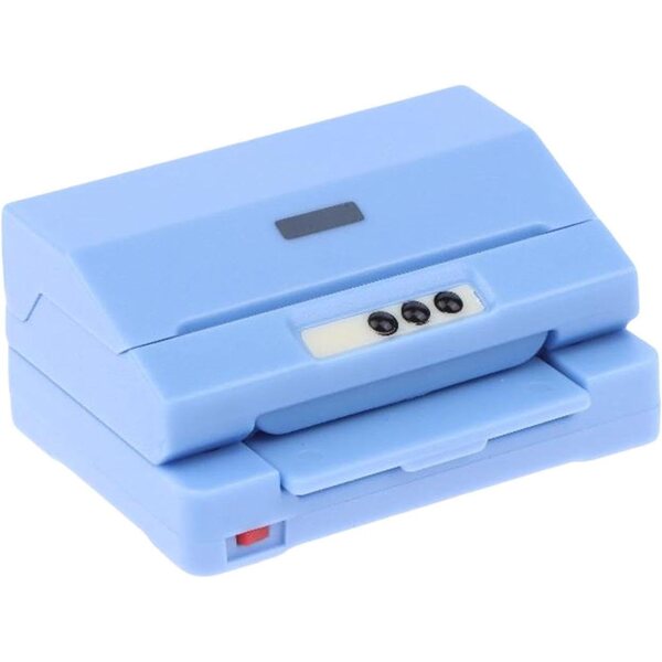 Blauer Mini-Drucker für Puppenhäuser – realistisches Modell aus PP, 4,5 x 2 x 3 cm