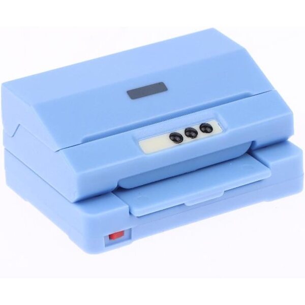Blauer Mini-Drucker für Puppenhäuser – realistisches Modell aus PP, 4,5 x 2 x 3 cm