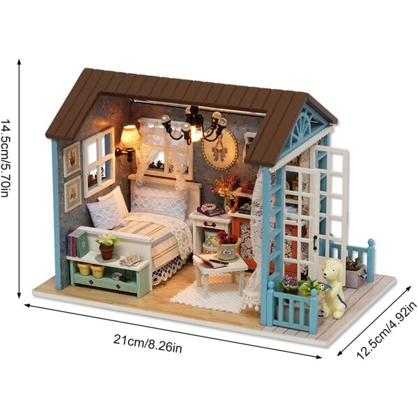 Mini Casa delle Bambole Fai-da-te in Legno con Luci LED e Arredi Realistici RASTKY