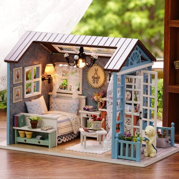 Mini Casa delle Bambole Fai-da-te in Legno con Luci LED e Arredi Realistici RASTKY