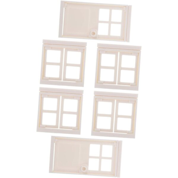 Set 6 pezzi porte e finestre in plastica beige per casa delle bambole - modellismo creativo